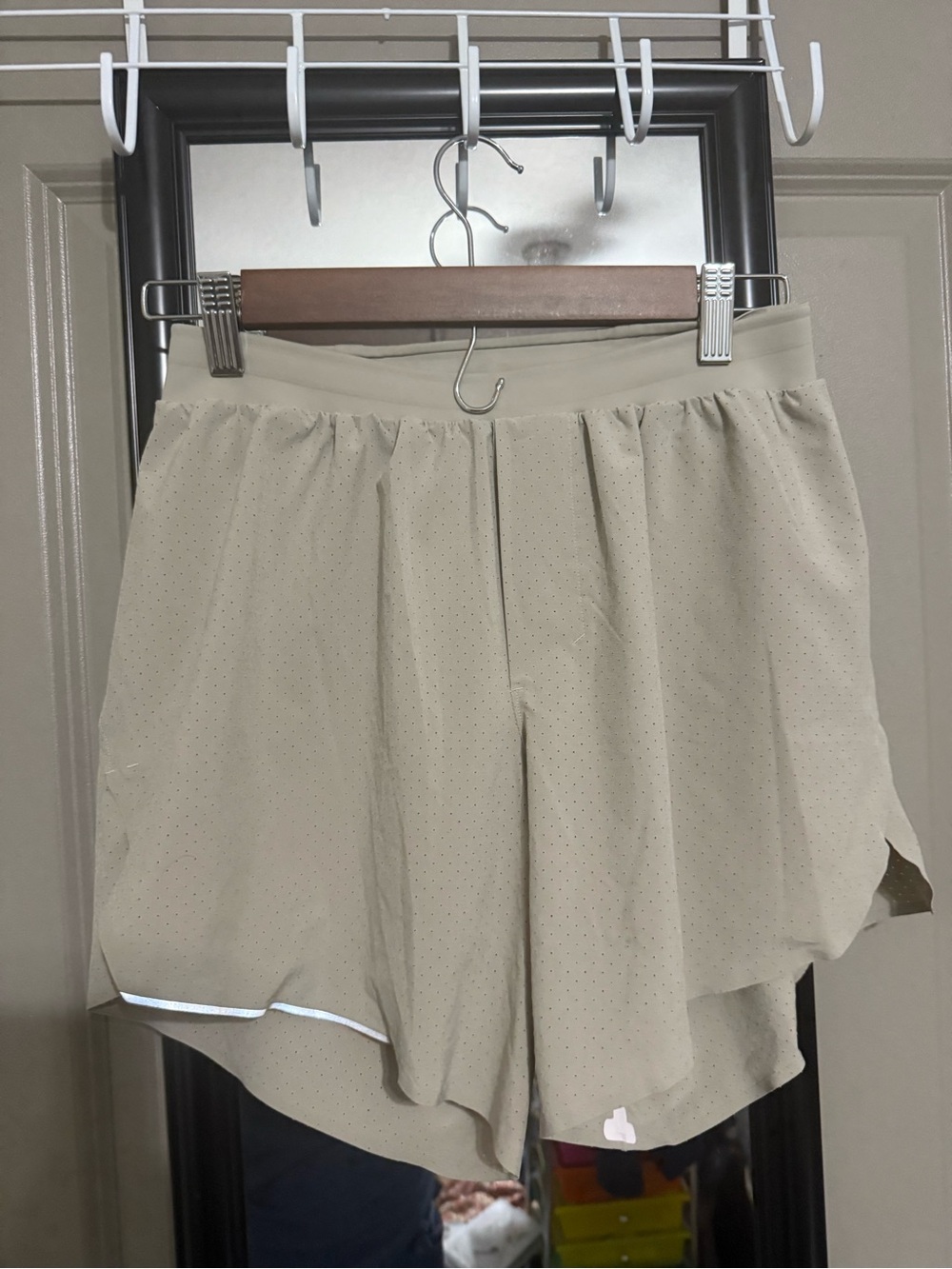 lululemon athletica Beige Perforated Athletic Shorts